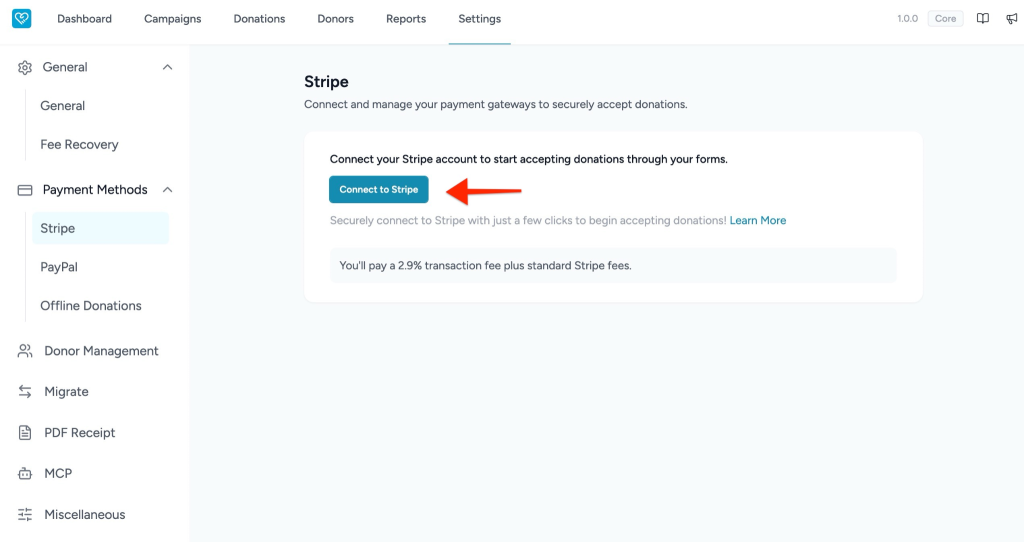 Connecting Stripe in SureDonation Connect to Stripe payment gateway