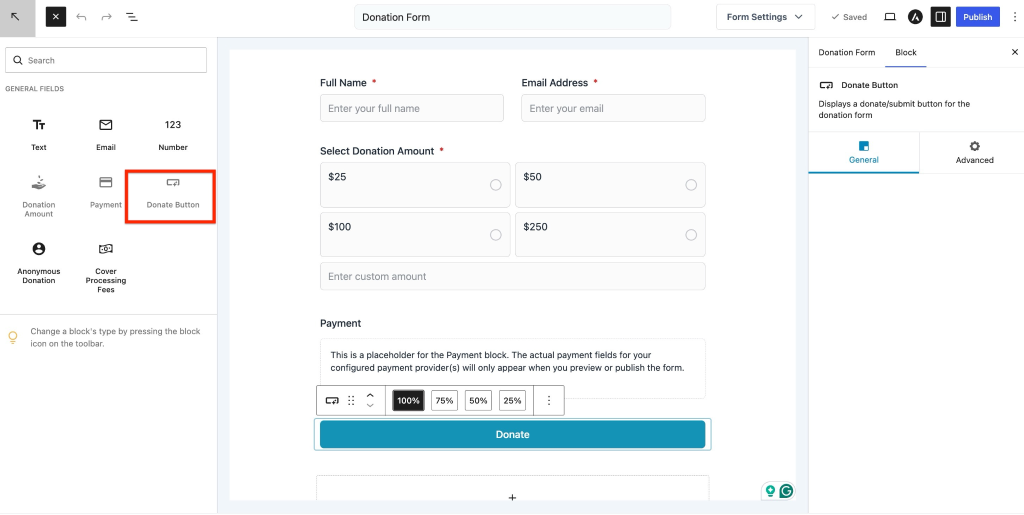 Donate Button in SureDonation Add donation Button