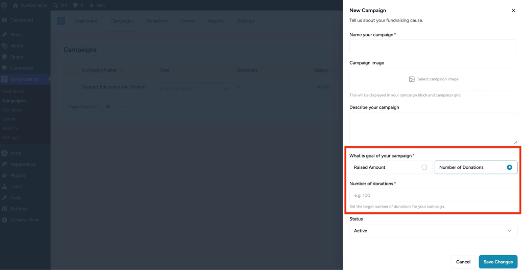 Creating and Managing Campaigns in SureDonation Set campaign donation goal.