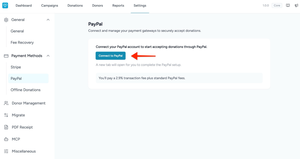 Connecting PayPal in SureDonation Connect PayPal account for donations