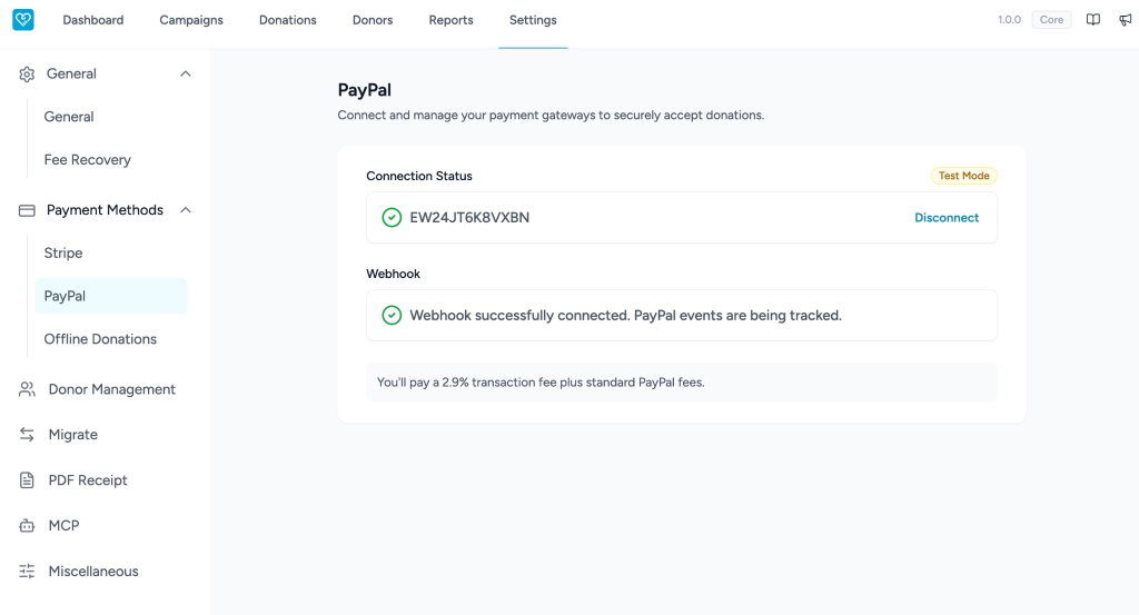 Connecting PayPal in SureDonation Paypal connected payment gateway