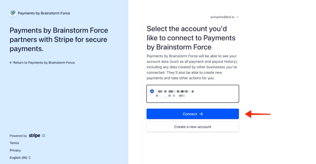 Connecting Stripe in SureDonation Connect to payments account