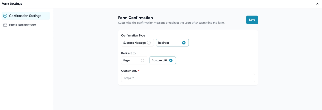 Form Settings in SureDonation Form confirmation settings page