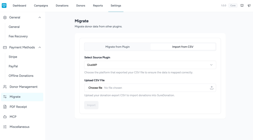 Migrate Donations to SureDonation Migrate data from CSV