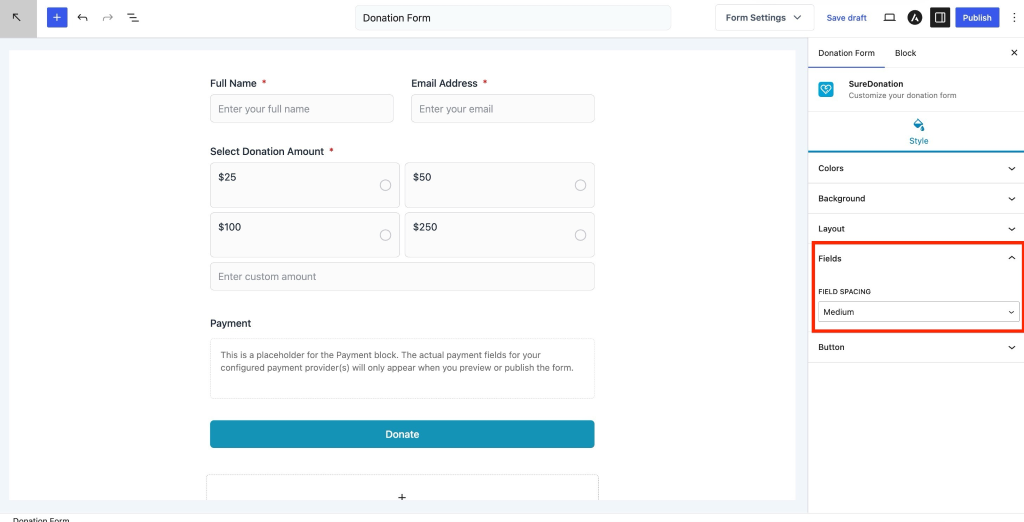 How to Style a Donation Form Donation form field spacing options