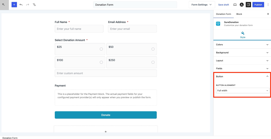 How to Style a Donation Form Donation form button alignment.