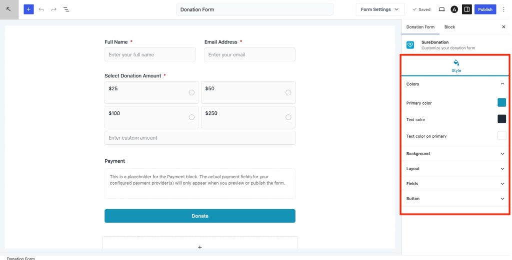How to Style a Donation Form Donation form customization interface