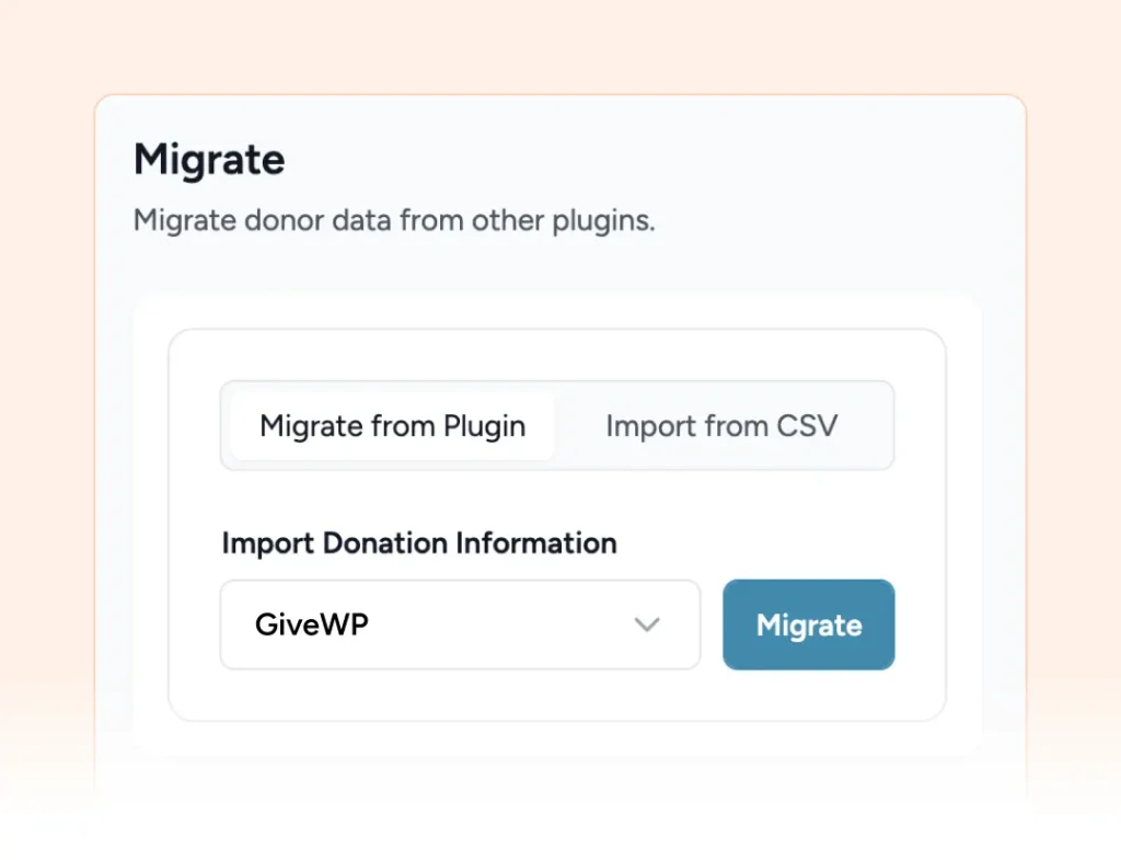 Home Migrate donor data from plugins
