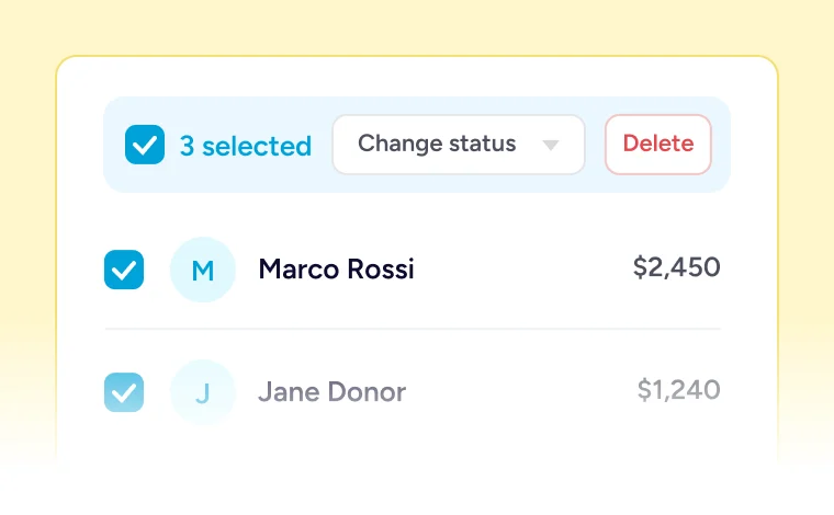 List of selected donors and amounts