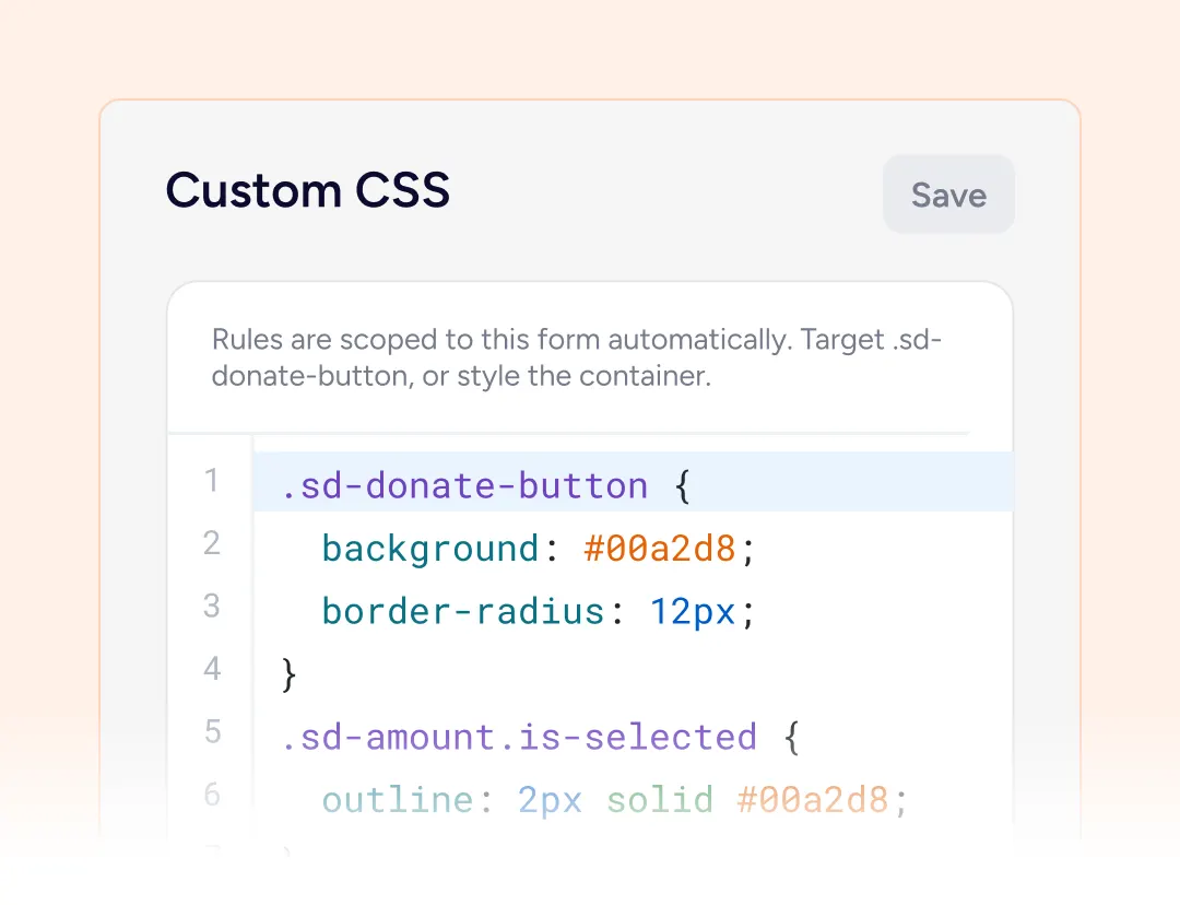 Donation Forms Custom CSS code snippet.