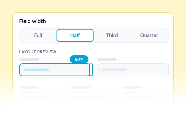 Donation Forms Field width set to Half
