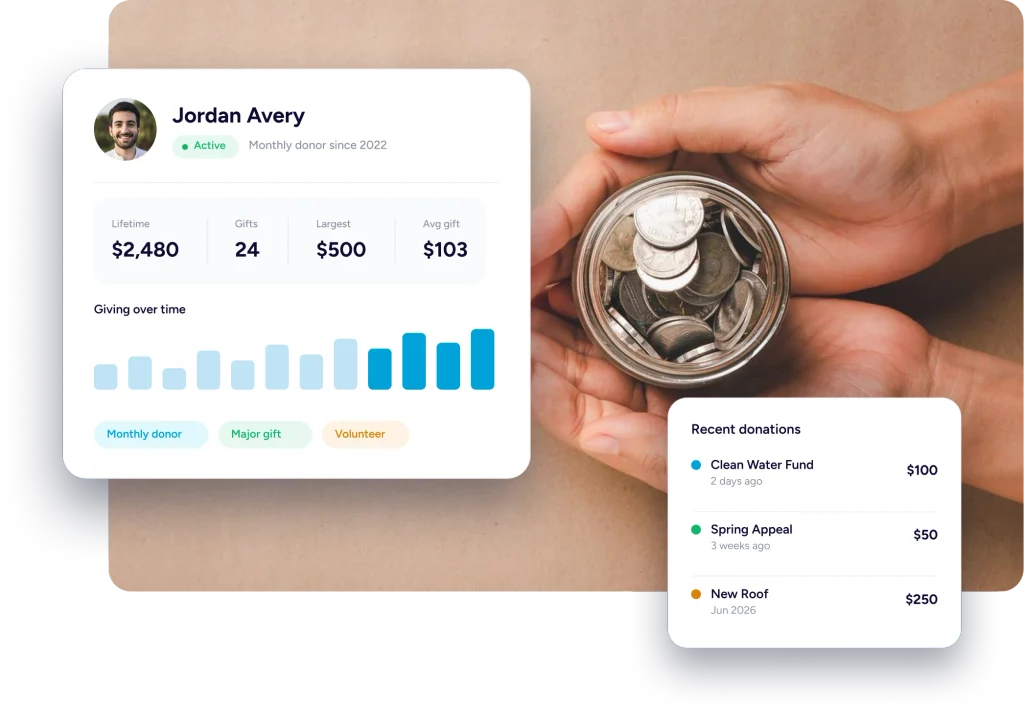 Donation tracking and coin jar
