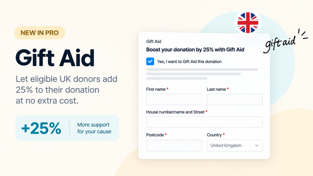 Gift Aid donation form for UK.