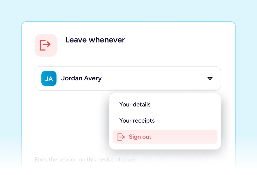 Sign out from account