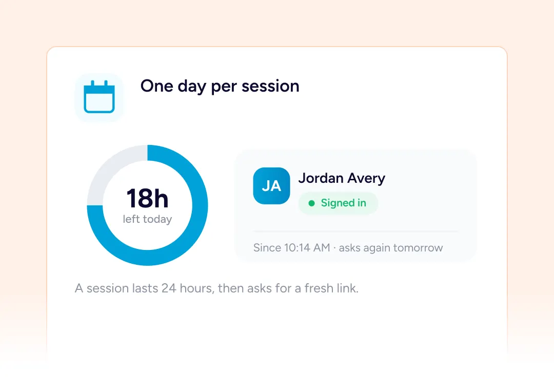 Session timer and user status