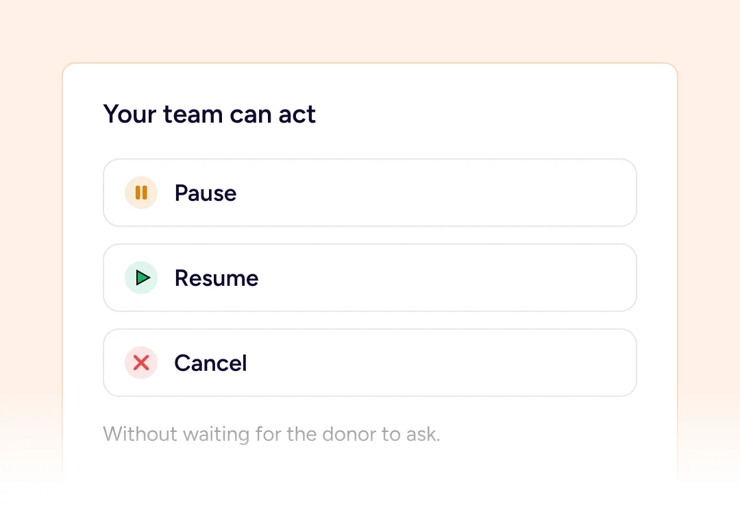 Pause, resume, cancel actions