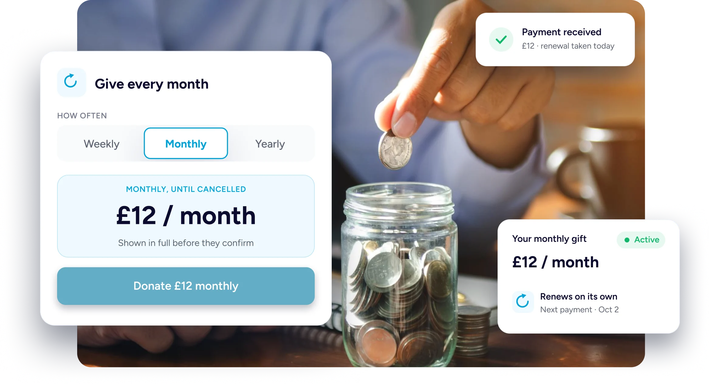 Monthly donation to jar